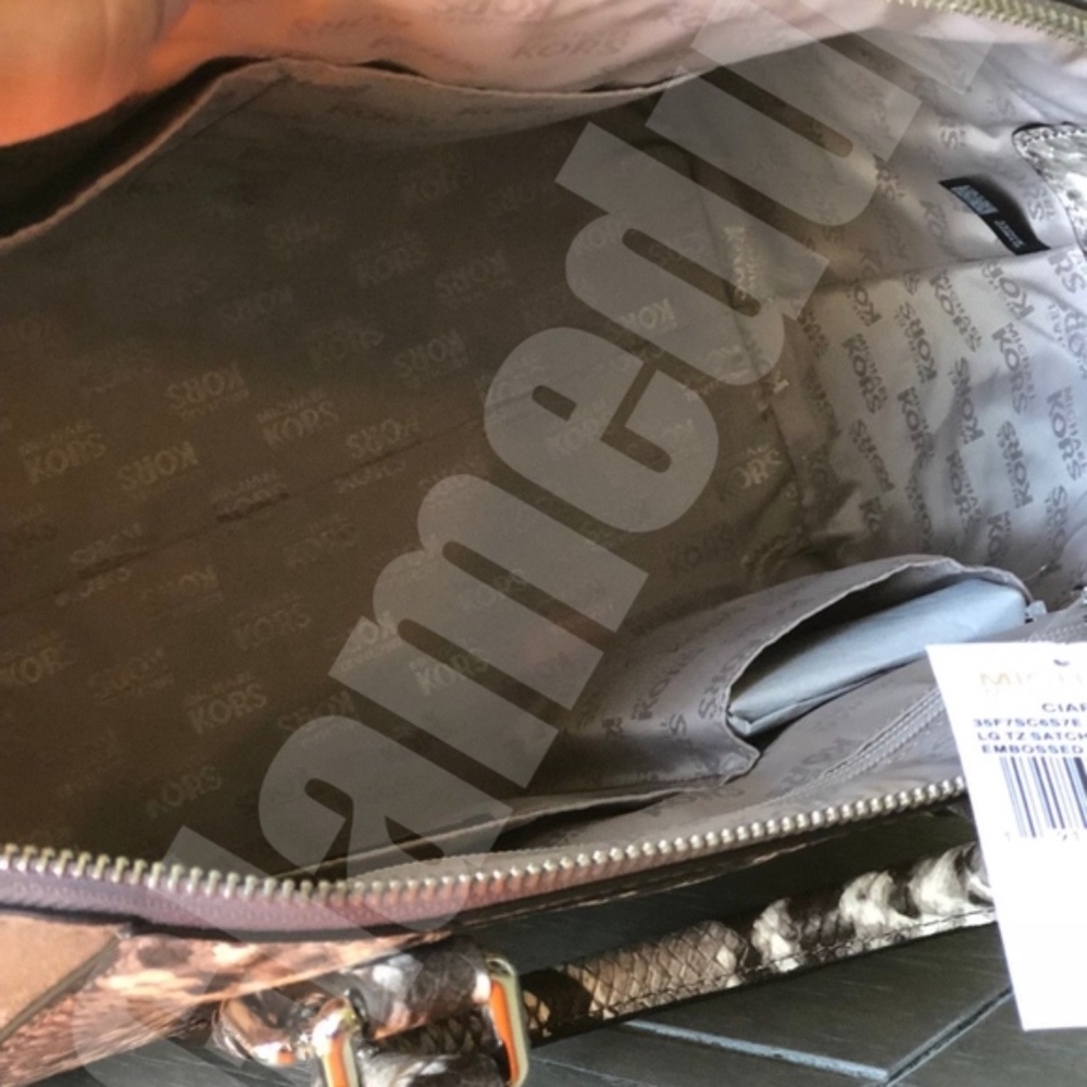 Michael Kors Ciara Large Natural Python Print Bag - Picture 6 of 8